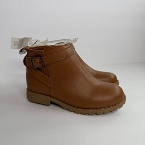 NEW Faux Leather Brown Booties Toddler Girls Sz 10